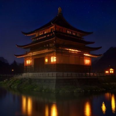南京鸡鸣寺路樱花盛开的夜景，暖黄灯光映衬粉白花瓣，古寺飞檐若隐若现